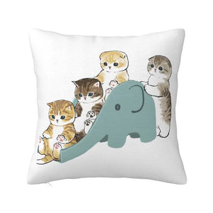 Fashion Kawaill Cartoon Cats Cushion Cover Polyester Cute Animal Kitten Throw Pillow for Sofa Car Pillowcase Home Decorative