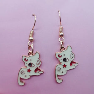 Trendy Cute Kitten Ear Hook Cartoon Girl Flower Cat Earrings Sweet and Fresh Texture Earrings pendientes pendientes colgantes