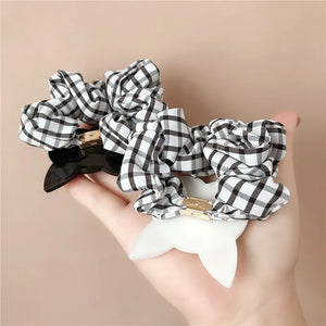 Korean Cute Cartoon Cat Scrunchies Women Girls Elastic Hair Rubber Bands Accessories Tie Hair Rope Headdress Headwear Ornament