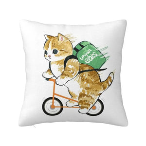 Cute Cats Drawing Pillow Home Decorative Fashion Cartoon Animal Kitten Cushions for Sofa Square Pillowcase