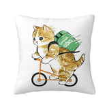 Fashion Kawaill Cartoon Cats Cushion Cover Polyester Cute Animal Kitten Throw Pillow for Sofa Car Pillowcase Home Decorative