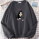 Blessyuki Cute Kitten Printed Hoodies Women Oversized Hip Hop Sweatshirt Streewear Pullover Girl Top Autumn Long Sleeve Clothes