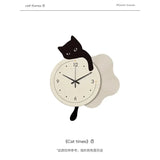 Cat Wall Clock Modern Minimalism Living Room Restaurant Kitchen Decoration Painting Clock Creative Wall Watchs Home Decor Mute